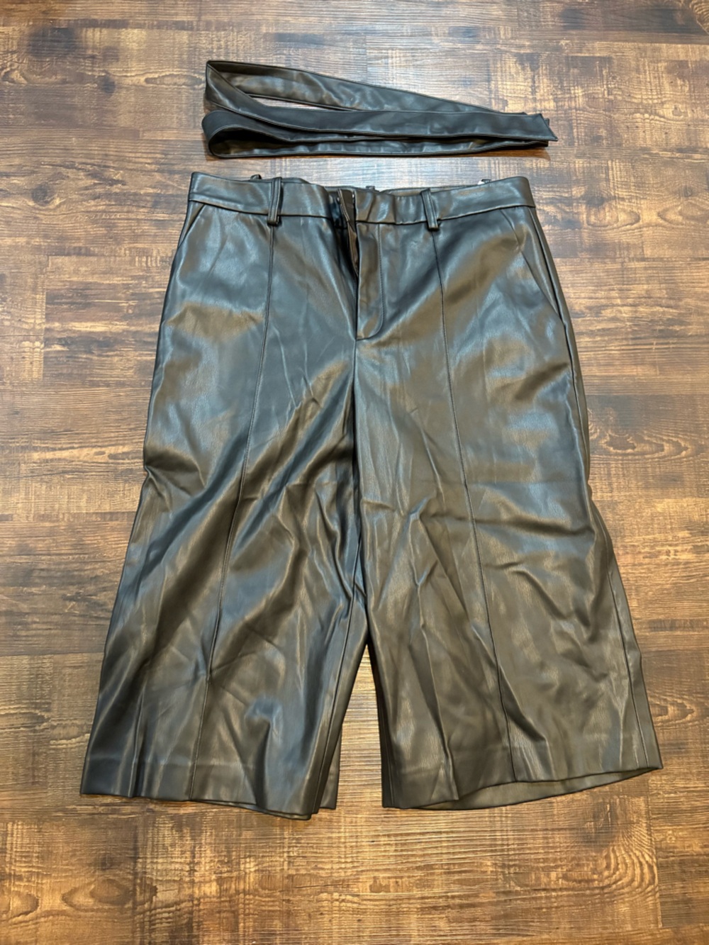 Zara Black Faux Leather Women’s Wide-Leg Trousers